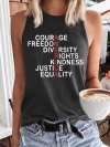 Retro America Courage Freedom Diversity Rights Kindness Justice Equality Print Tops Tank
