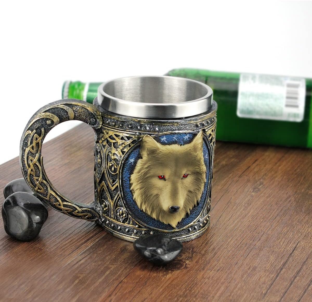 💥🛍️ Great deals! Stainless steel wolf cup, resin 3D wolf coffee cup