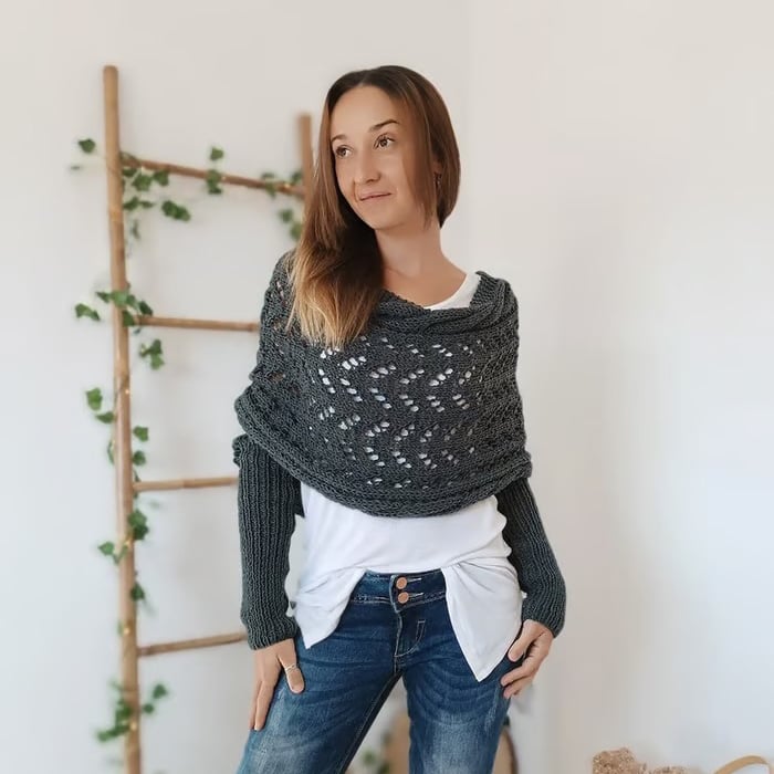🎁Letzter Tag 49 % Rabatt🔥Gestrickter Zopfmuster-Umhang, Bolero für Damen