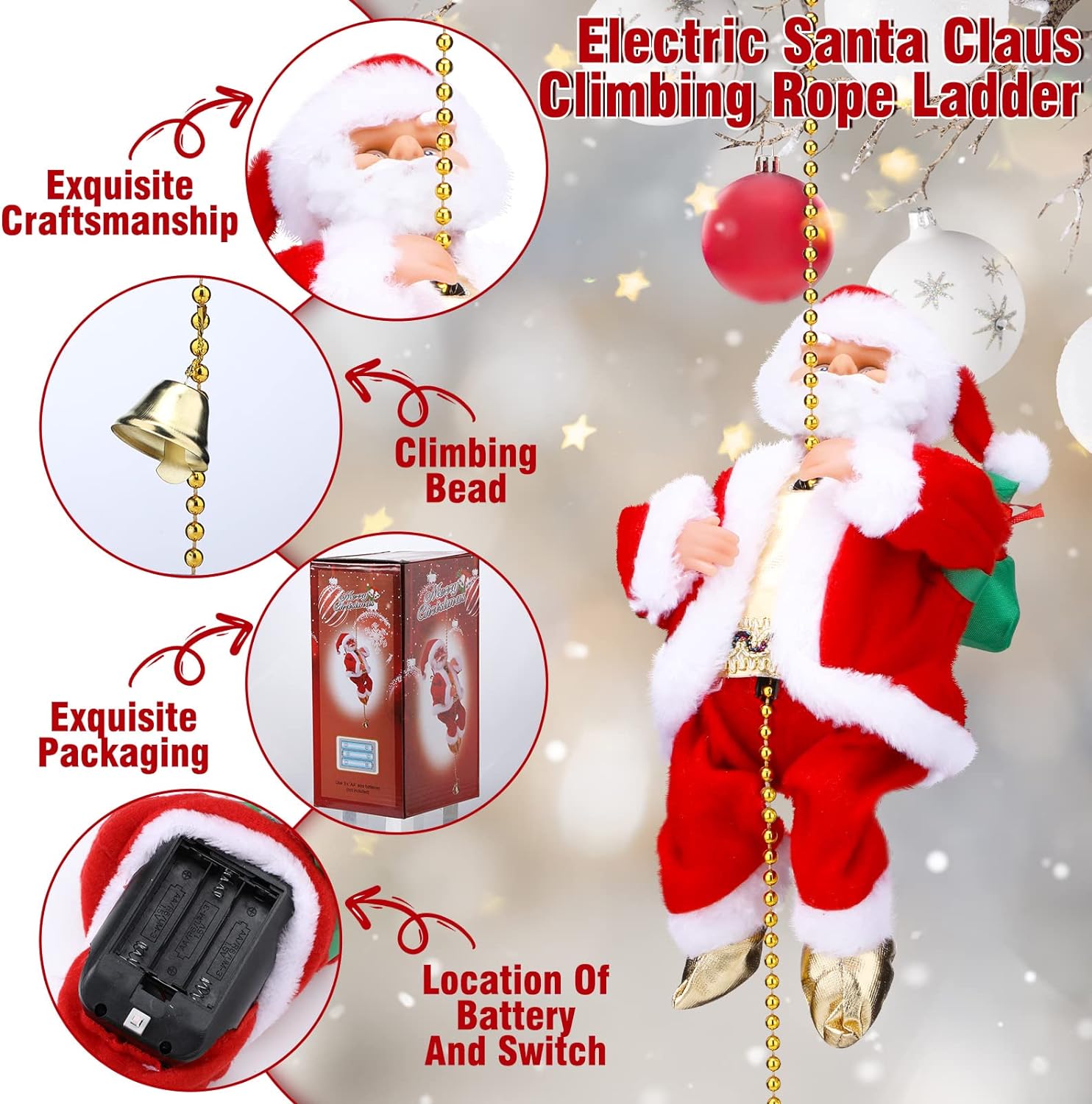 🎁Christmas Pre-Sale 70% OFF🎄Electric Chimney Climbing Santa Claus Musical Toys