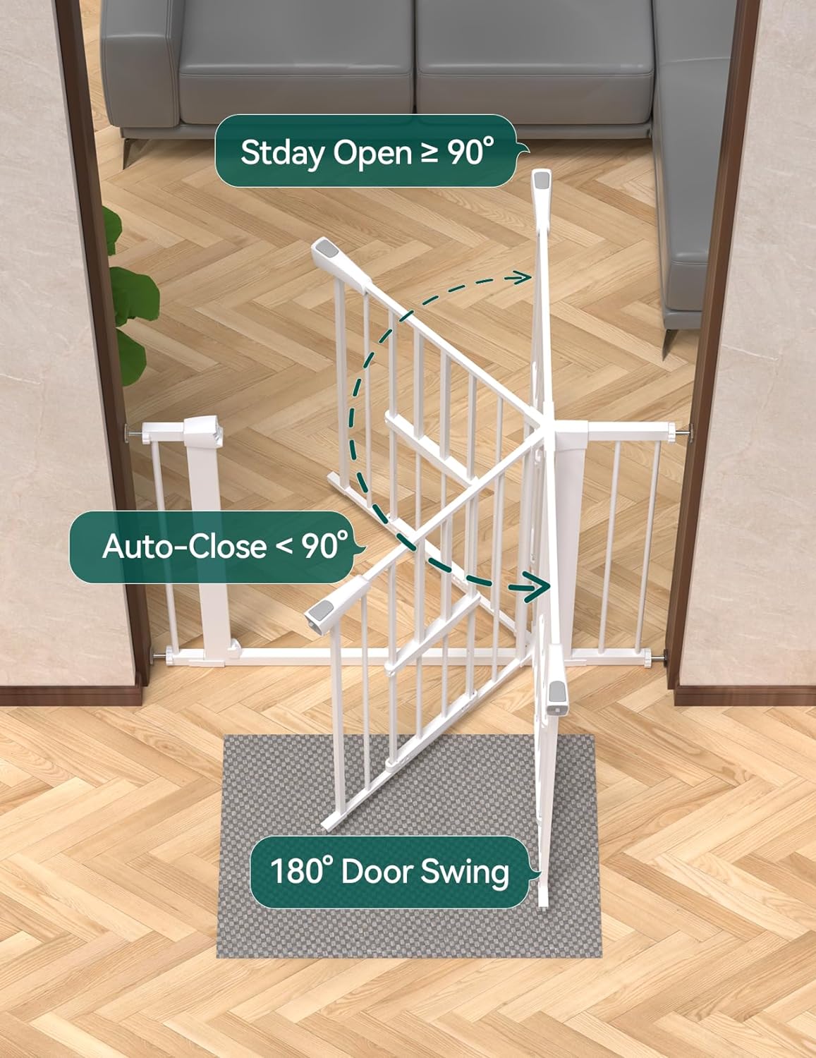 BABELIO New Version Baby Gate with Cat Door, 29.5-40