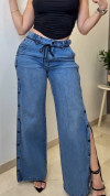 Women's Side Slit Button Casual Jeans