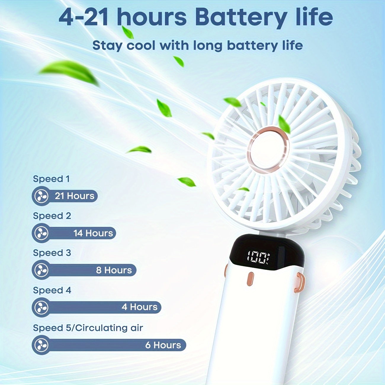 🔥Last Day Promotion 50% OFF -🎁-Compact USB-Rechargeable Mini Fan🚁5-Speed LED Display&HIGH AIRFLOW🌀