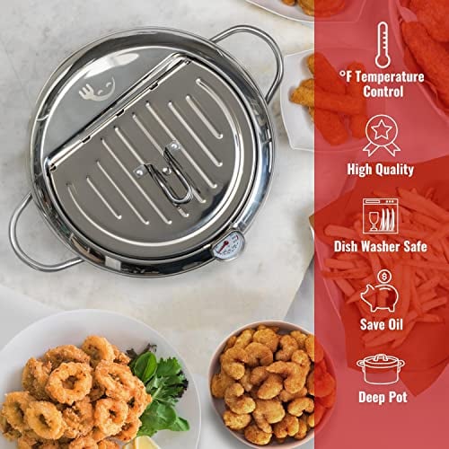 🔥LAST DAY 49% OFF🔥 -Stainless Steel Frying Pot with Thermometer and Oil Drip Drainer Rack🎉FREE SHIPPING