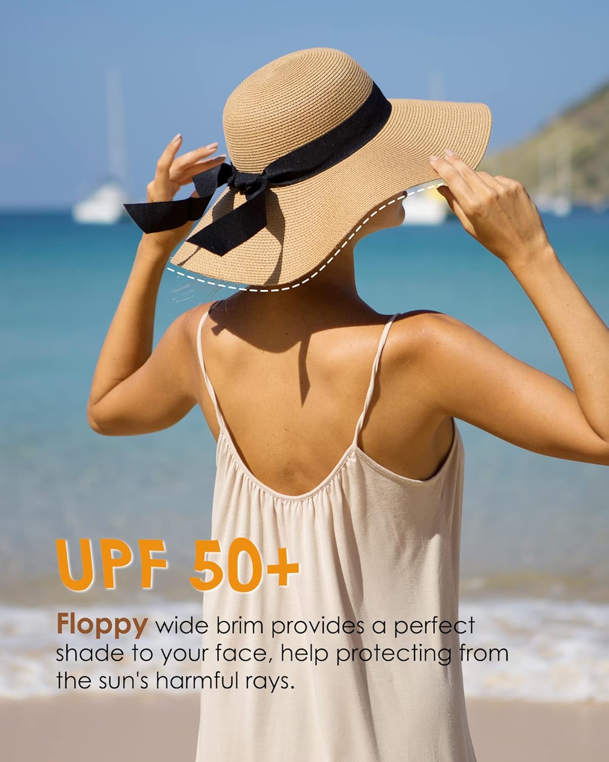 FURTALK Womens Sun Straw Hat Wide Brim UPF 50 Summer Hat Foldable Roll up Floppy Beach Hats for Women