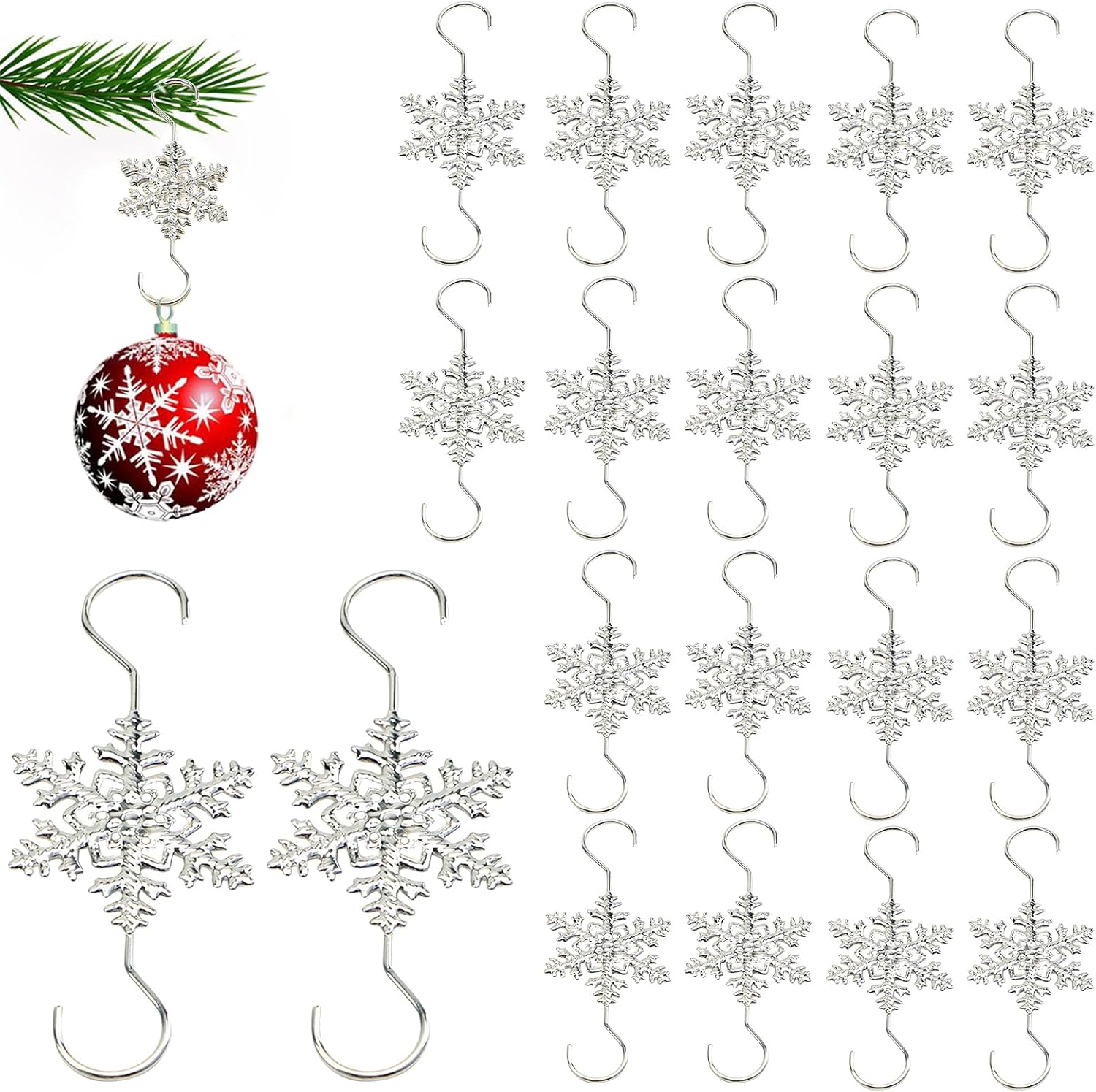 💥LAST DAY SALE 50% OFF💥Christmas S-Hooks with Snowflake(20pcs)