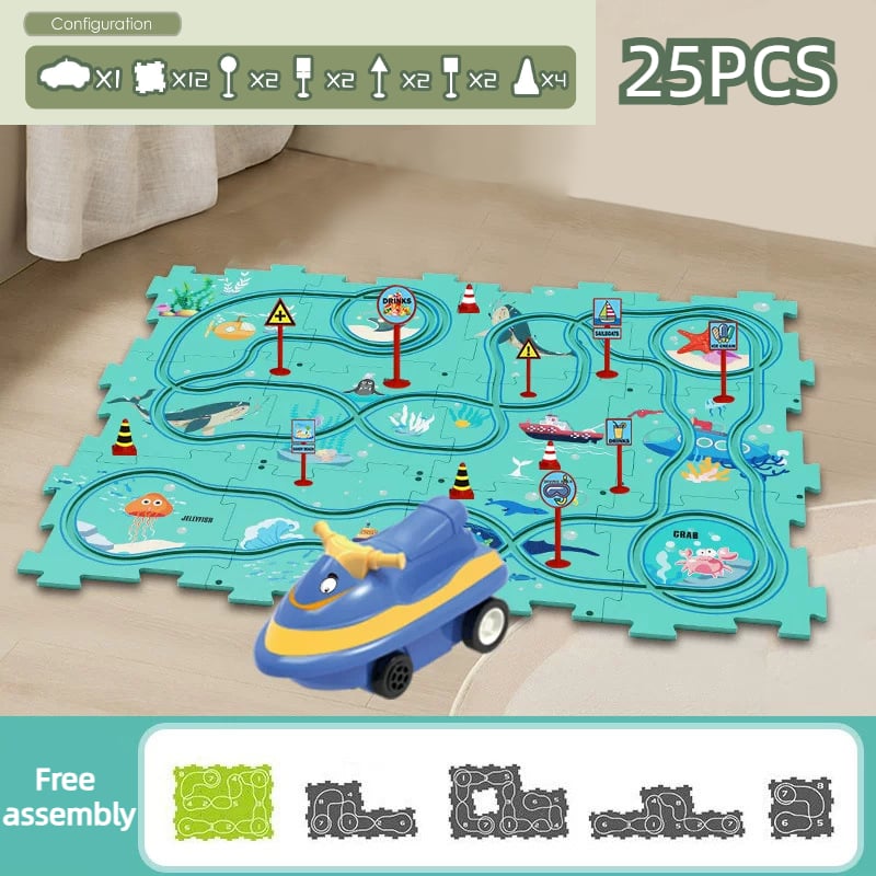 🎅Xmas Hot Sales - 49% OFF🔥Children's Educational Puzzle Track Car Play Set(Free shipping on 39＄!)(10% off for 2,20% off for 3!)