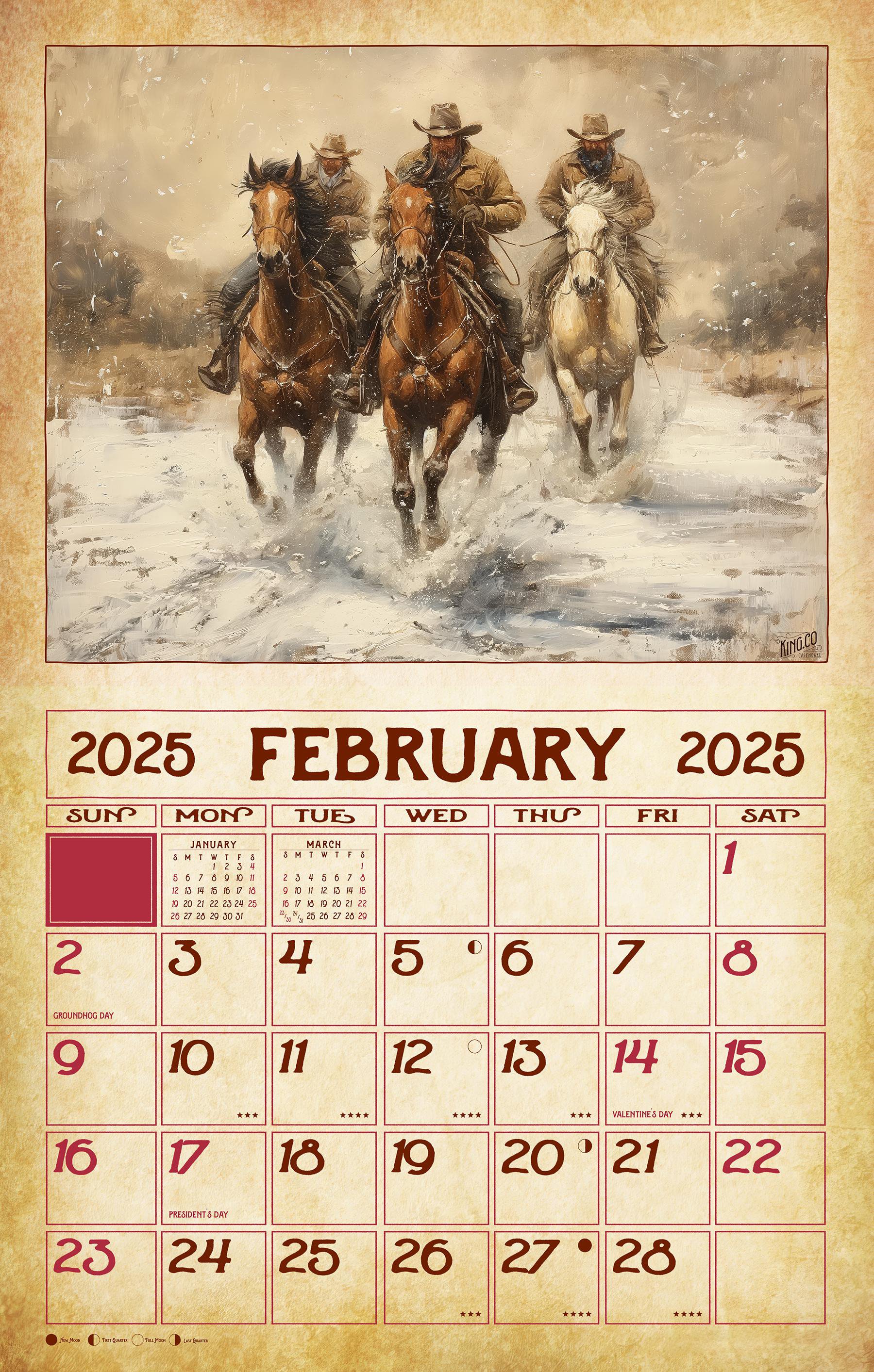 2025 Vintage Old West Wall Calendar