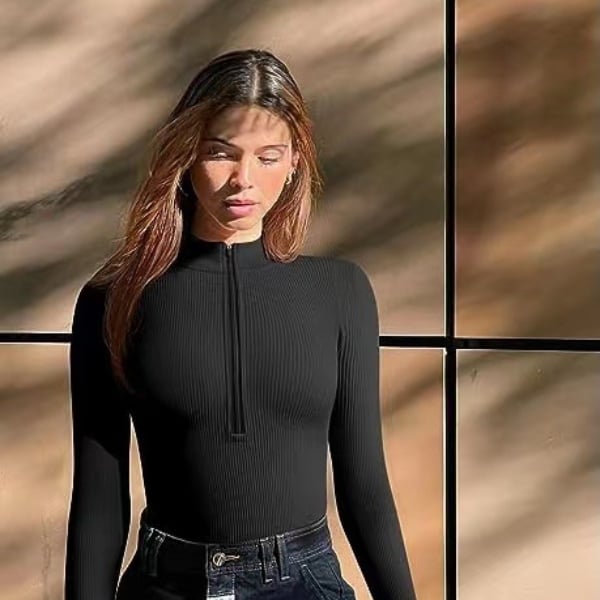 🔥Last Day Promotion 48% OFF-🎁-Half-zip ribbed knit bodysuit