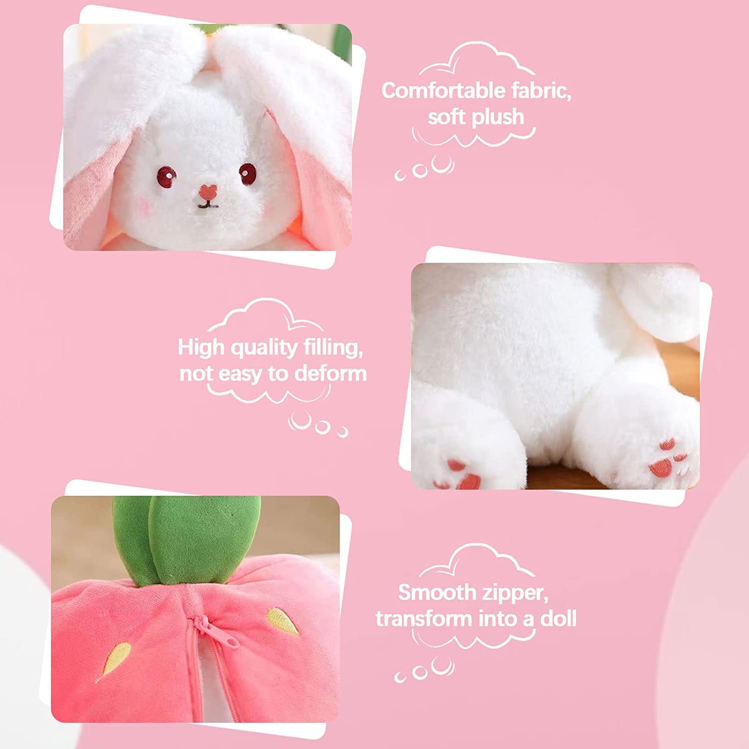 🍓🍓Strawberry Bunny Transformed into Little Rabbit🎀 Fruit Doll Plush Toy🐰🐰