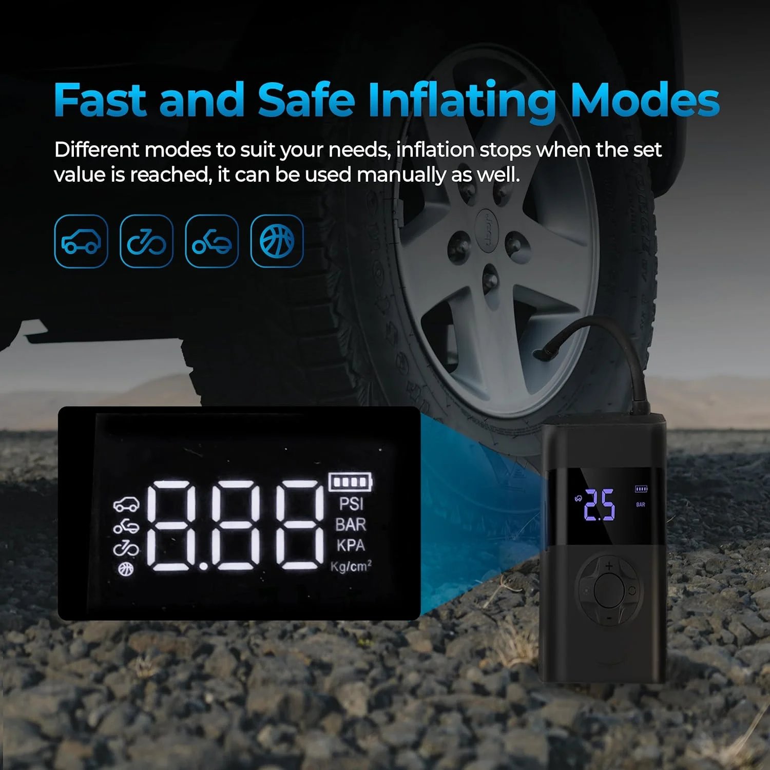 ✨LAST DAY ONLY 49% OFF🔥Portable Tire Inflator - Smart ON/OFF Hose Design