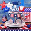 🔥Tabletop Decorations  Tiered Tray Decor WithPatriotic Wooden Signs