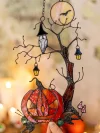 Pumpkin Mystical Tree Stained Glass Horror Picture Home Decor Halloween Spooky Ornament Owl Window Wall Hanging Witch gift