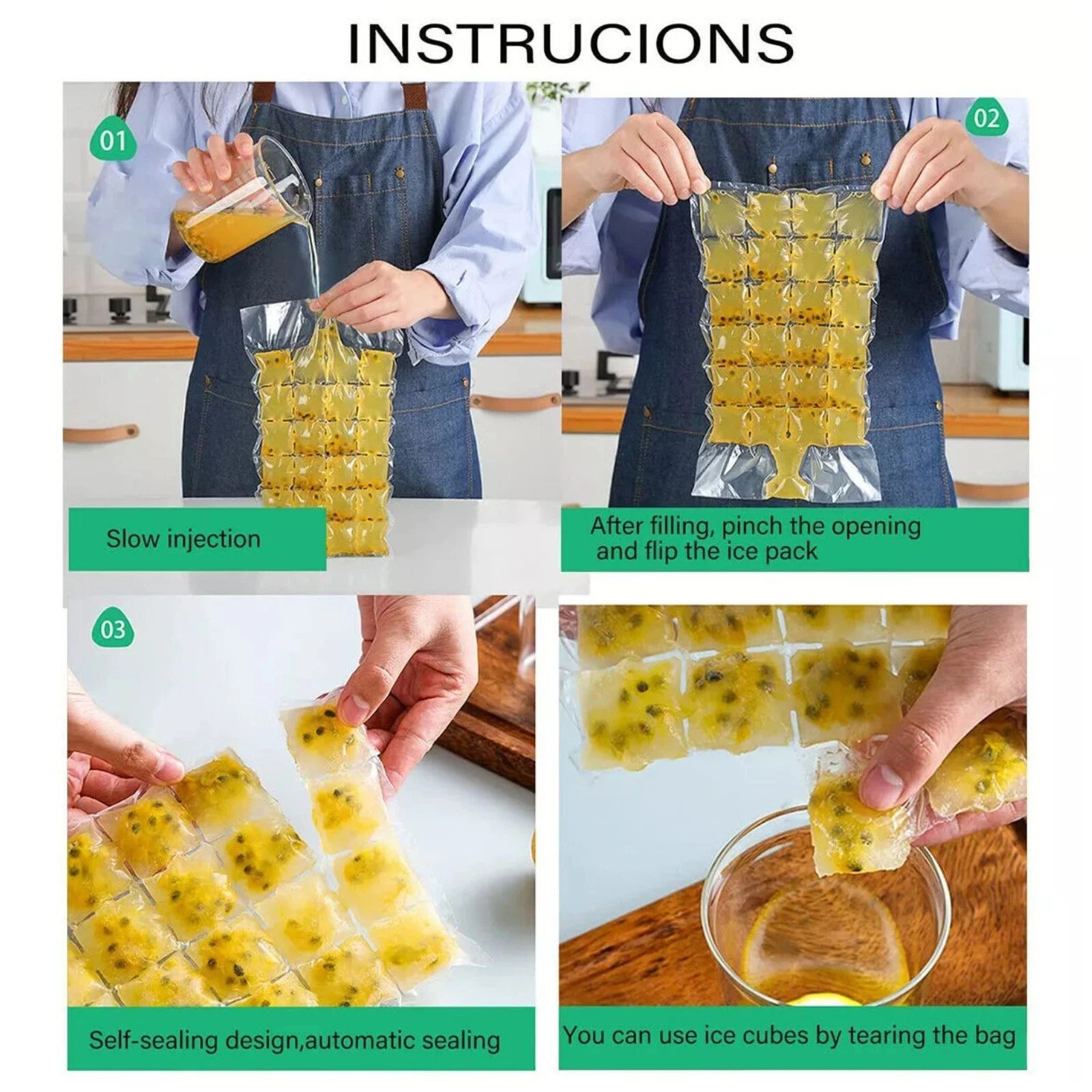 10PCS-Disposable Ice - making Bags Frozen Ice Cube Tray Mold