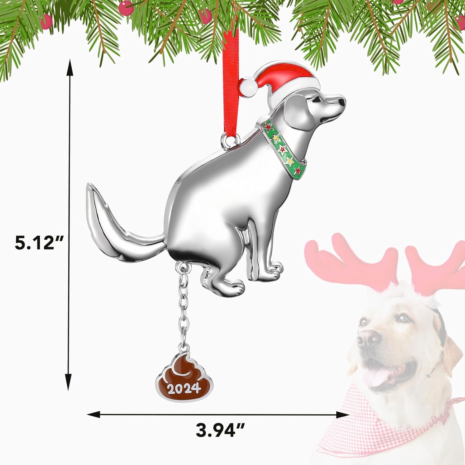 🎄🐕2024 Funny Pooping Dog Ornament for Christmas Tree Decoration