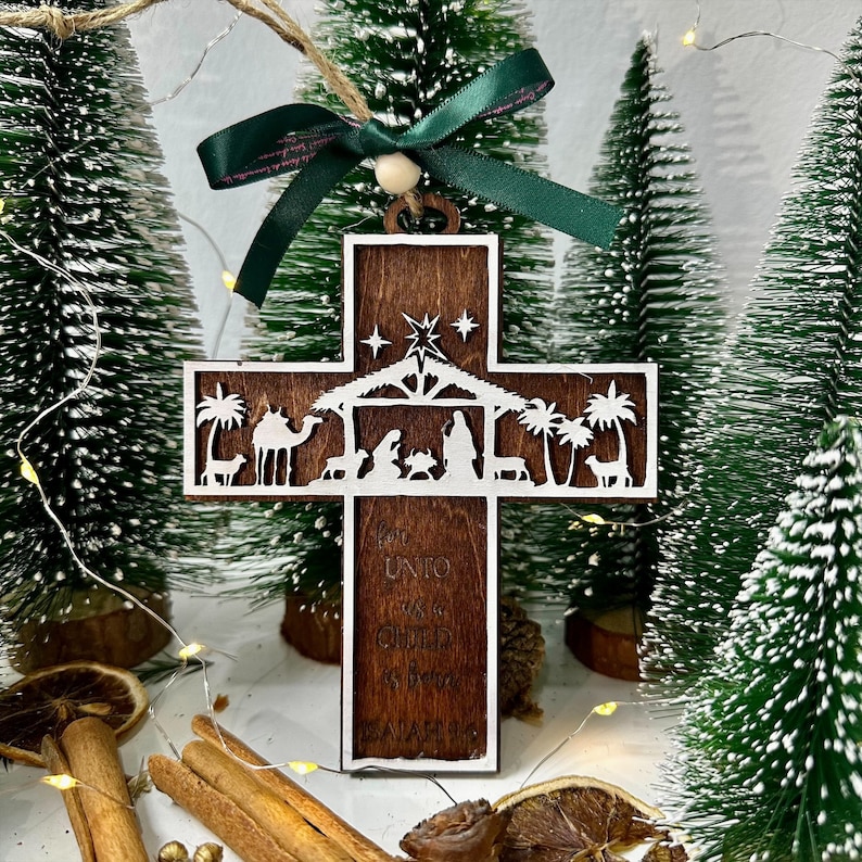 🎄Nativity Cross Scripture Christmas Ornament