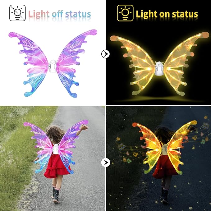 (🎉Last Day Promotion 50% OFF) Girls Electrical Butterfly Wings With Lights Glowing