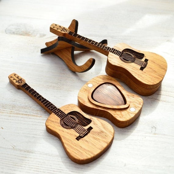 Mini Cute Wooden Acoustic Guitar Pick Box🎸BUY 5 GET 3 FREE(8 PCS) &✈️FREE SHIPPING