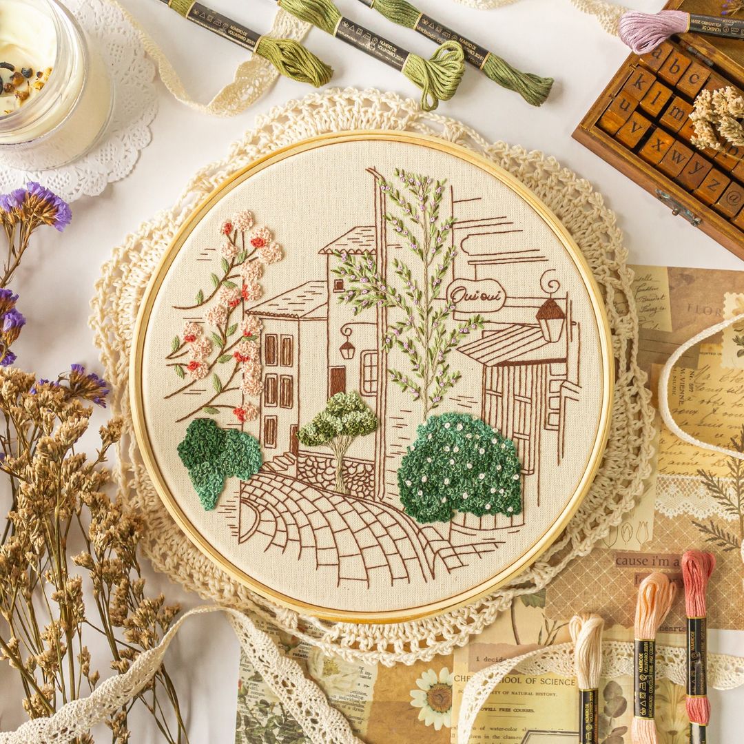 💚Handwoven Rue de Provence Hand Embroidery Kit