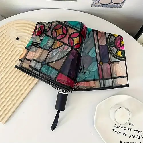 🔥Last Day Promotion 48% OFF-🎁-Vintage Stained Glass Automatic Umbrella