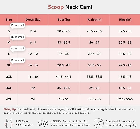 Scoop Neck Cami - Camisole for Women, Tummy Control Shapewear