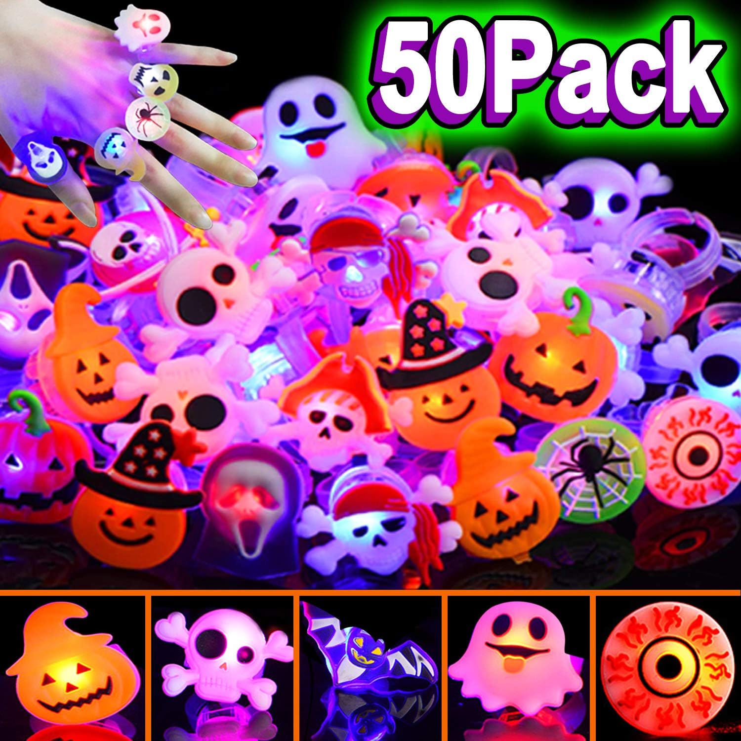 ⏰LAST DAY SALE 50% OFF💥🎁LED Light Halloween Glowing Ring