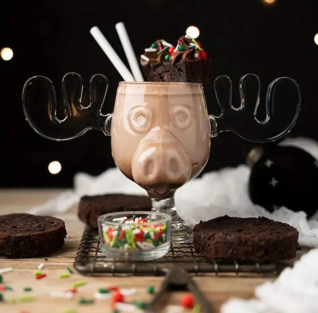 🎄Last Day Promotion 70% 🦌Glass Reindeer Mug⚡Buy 3 Get 1 Free