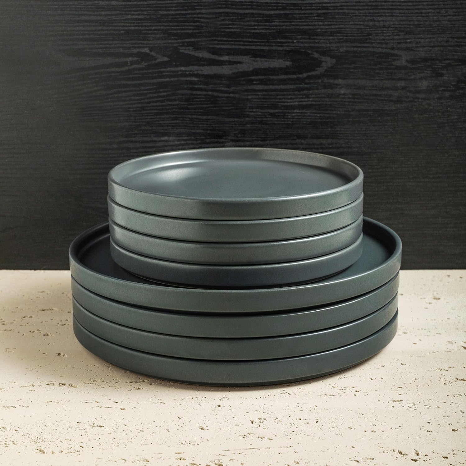 Stone Lain Coupe Dinnerware Set, Service For 4, Black Matte