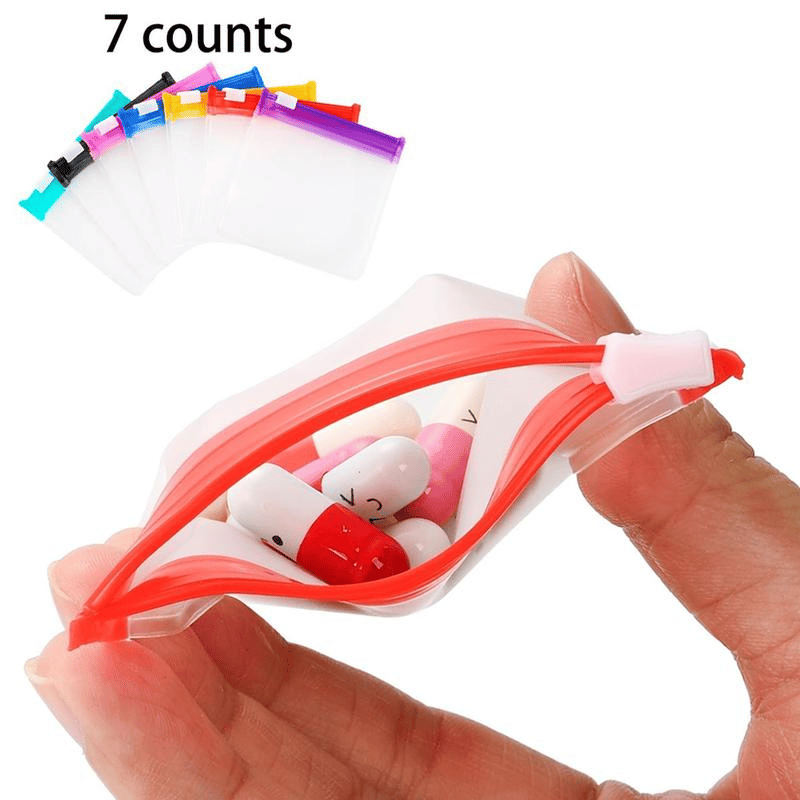 ⏰LAST DAY SALE 50% OFF💥7 Pack Moisture-Proof Clear Pill Zipper Bags with Slide Lock