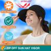 SUN CUBE Women Sun Hat for Outdoor UV Protection, Wide Brim Sun Hat Ponytail, Convertible Zip-Off Beach Hat Visor