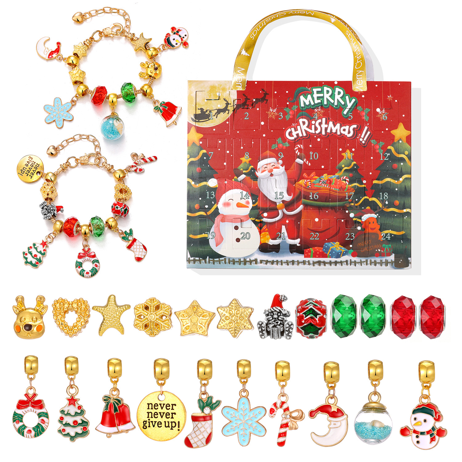 🔥Last Day Promotion - 70% OFF🎁🎄24 Pcs DIY Christmas Advent Calendar Bracelets Set🎁