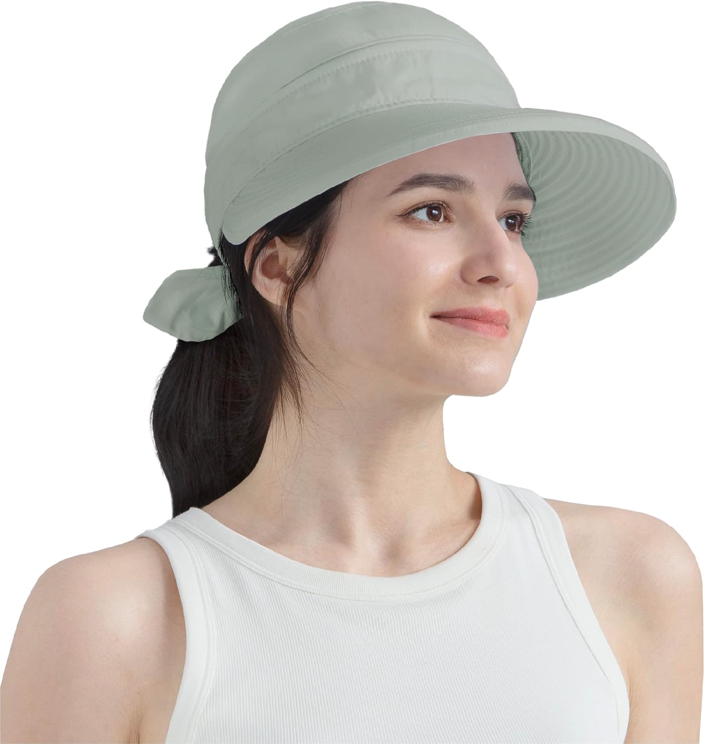 SUN CUBE Women Sun Hat for Outdoor UV Protection, Wide Brim Sun Hat Ponytail, Convertible Zip-Off Beach Hat Visor