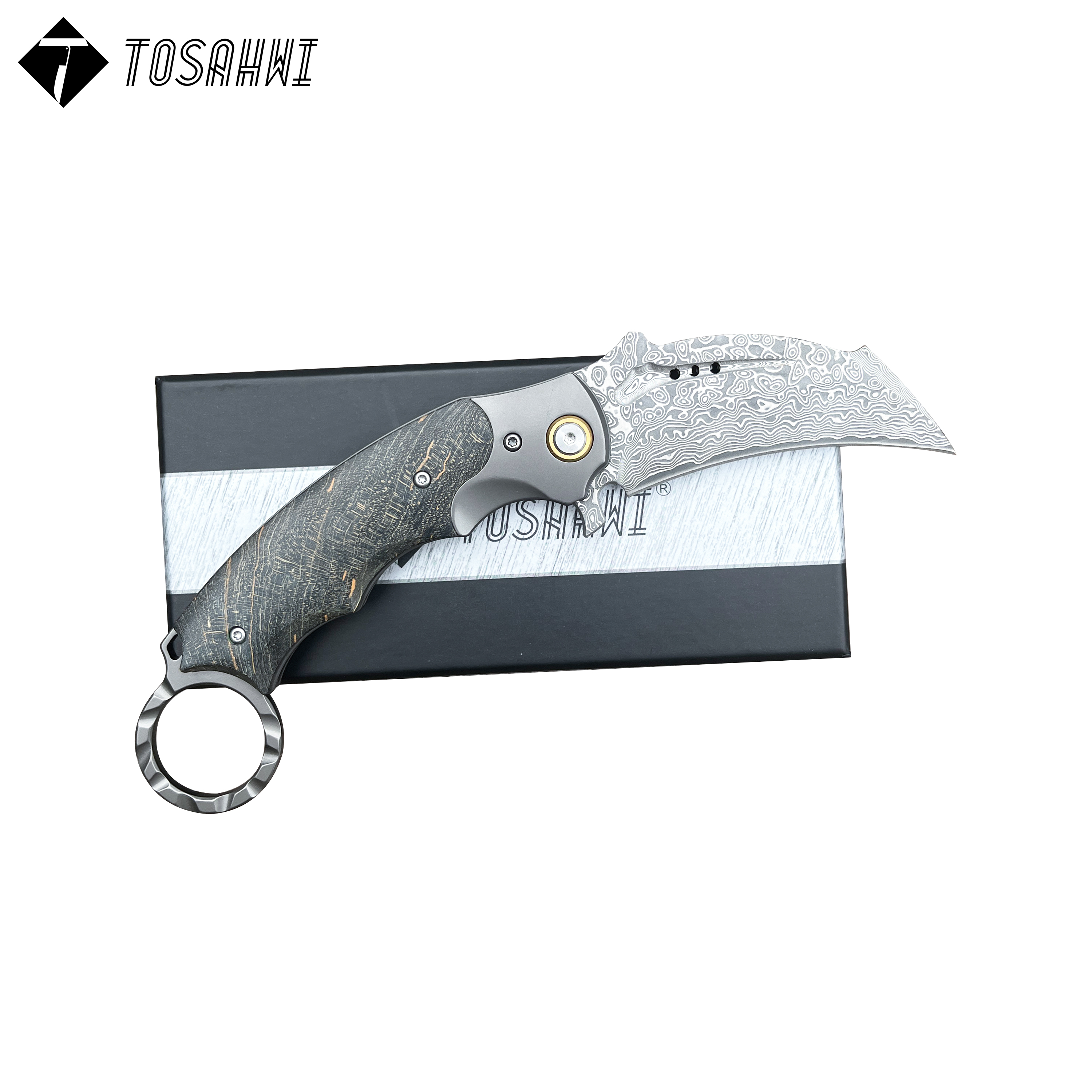 TOSAHWI Handmade Damascus steel karambit folding blades-233YQ-60