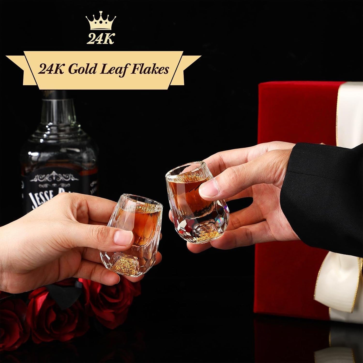 🔥Last Day Sale 49% OFF - BUY MORE&SAVE MORE-3D Glacier Glass Cup Crystal Gold Foil Shot Glasses