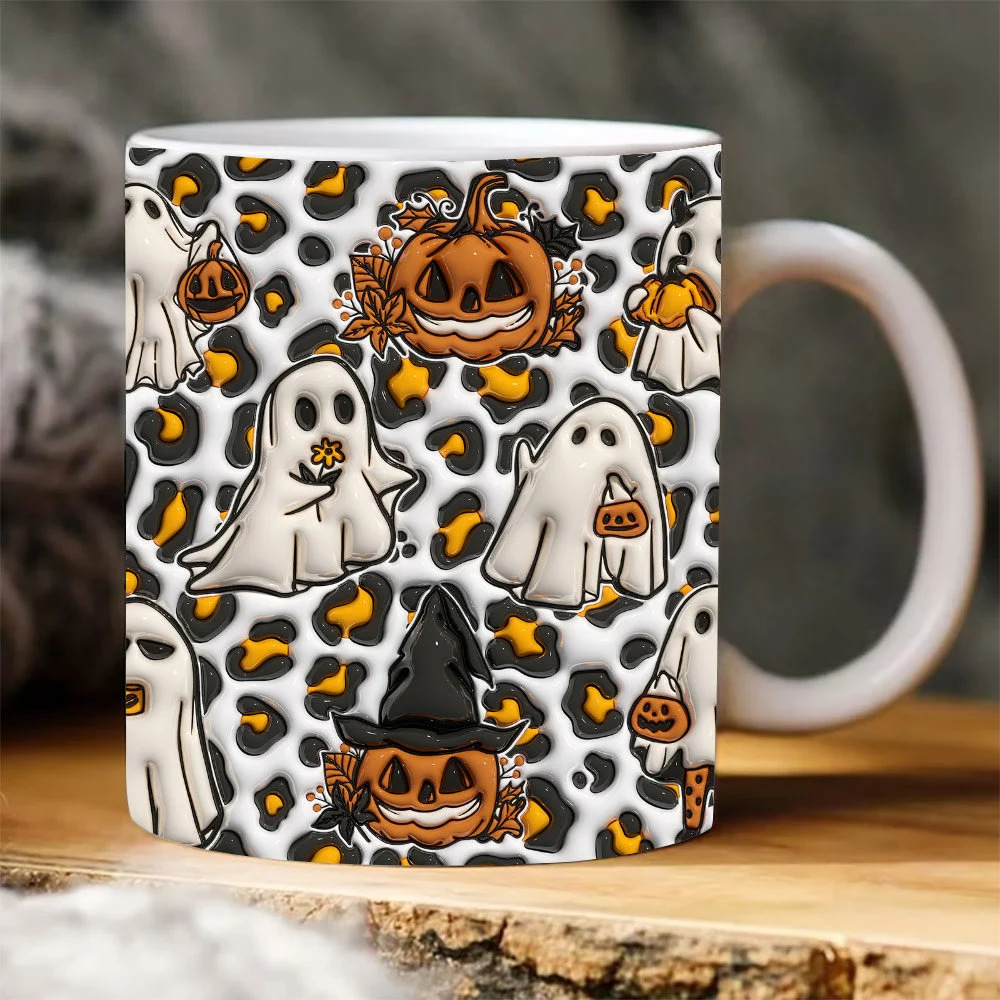 🔥👻2024 Halloween-Handmade 3D Pumpkin and Ghost Coffee Mug