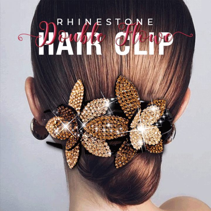 (EASTER SALE - SAVE 50% OFF)Rhinestone Double Flower Hair Clip