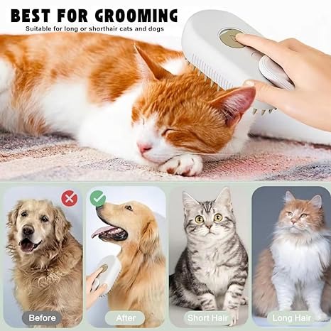 Steamy Silicone Massage Grooming Brush for Cat and Dog