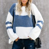Fashion round neck color matching sweater