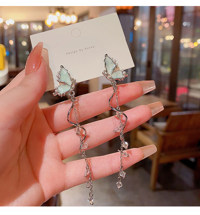 ✨2024 NEW SALE-50% OFF🦋Ice Translucent Blue Butterfly Tassel Earrings