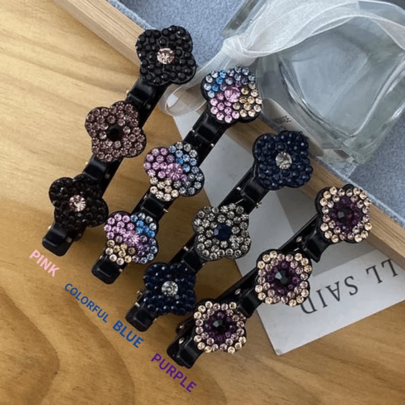 🎀 Sparkling Crystal Stone Braided Hair Clips