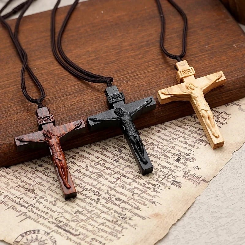 ✝️100% Handmade Jesus Cross Wooden Necklace(𝐂𝐨𝐥𝐨𝐧𝐞𝐥 𝐉𝐚𝐦𝐞𝐬®)