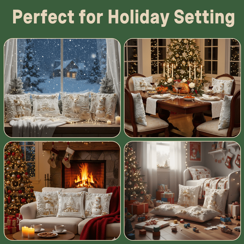 🎄 Soft Christmas Pillow Covers – 4-Piece Set for Cozy Holiday Vibes!