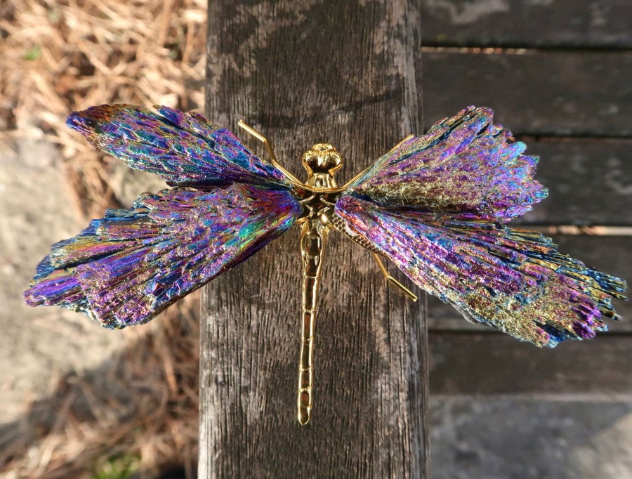 💜🦋AURA TOURMALINE KYANITE DRAGONFLY