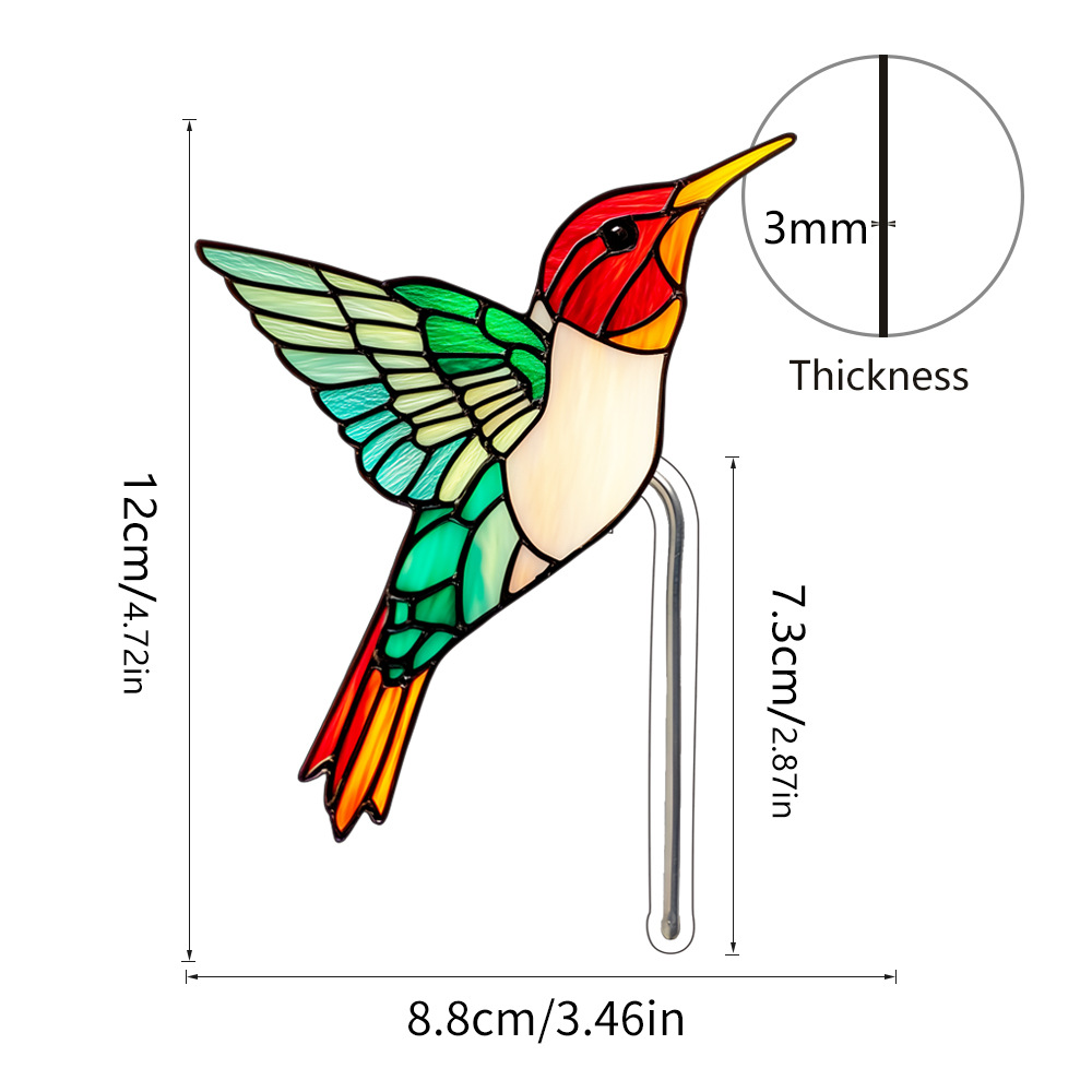 🎖️Stained glass hummingbird plant pot decorative bird shaped sun catcher beautiful handmade gift,💕 add charm to plants and windows