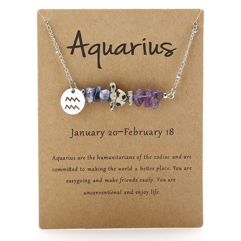 <strong>Handmade</strong> Natural Gemstone Zodiac Silver Necklace - <strong>Last Day Clearance Sale 70% OFF</strong>