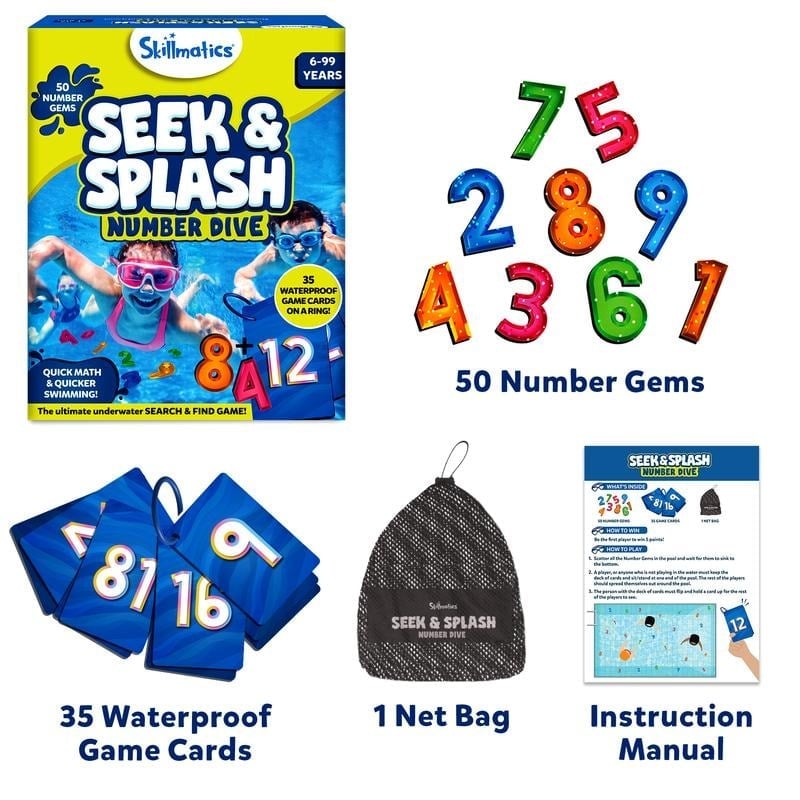 🎁TikTok Last Day Sale - 70% OFF🎉Skillmatics Pool Toys & Underwater Diving Game,Seek & Splash Numbers Gem