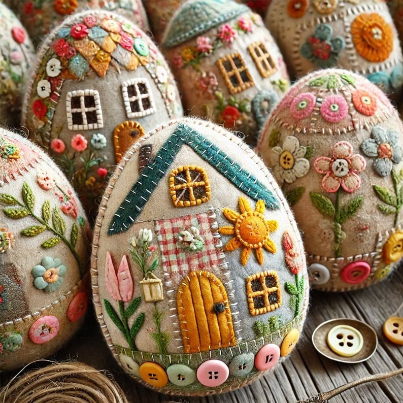 🥚🎁Patchwork Felt Egg House DIY Kit