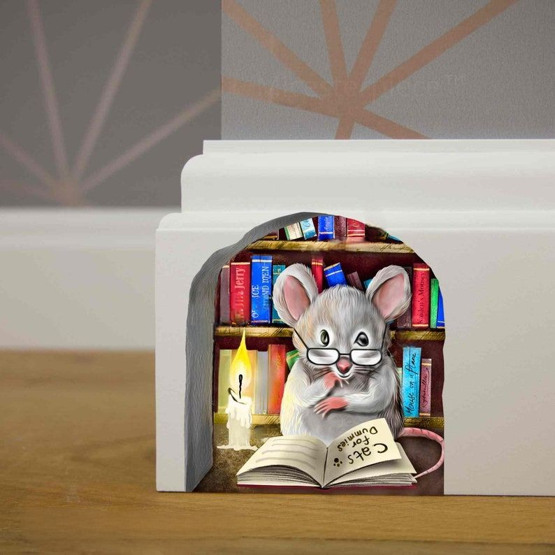 🔥(HOT SALE - 49% OFF) 3D Mouse Reading Book in Mouse Hole - Wall Decal Sticker