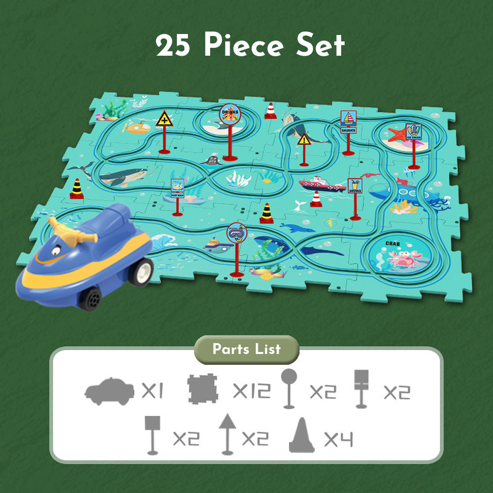 (🌲EARLY CHRISTMAS SALE - 50% OFF) 🎁PuzzleRacer™ Kids Car Track Set, BUY 2 FREE SHIPPING