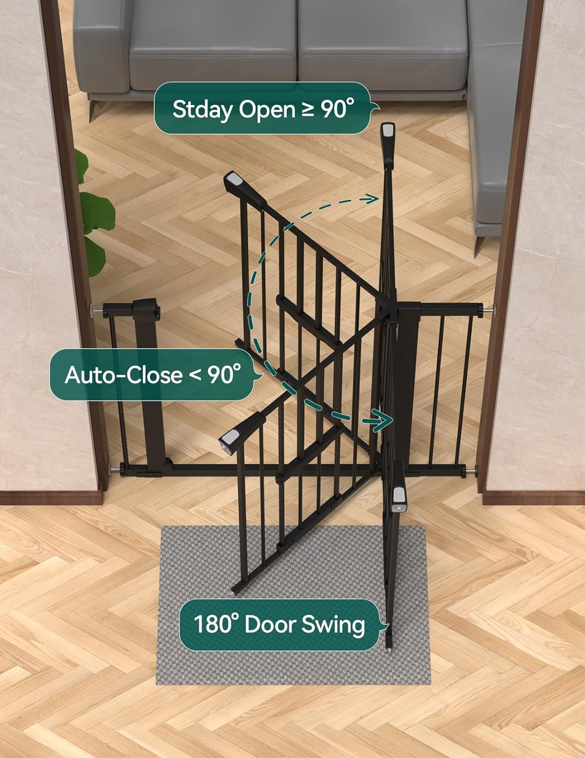 BABELIO New Version Baby Gate with Cat Door, 29.5-40